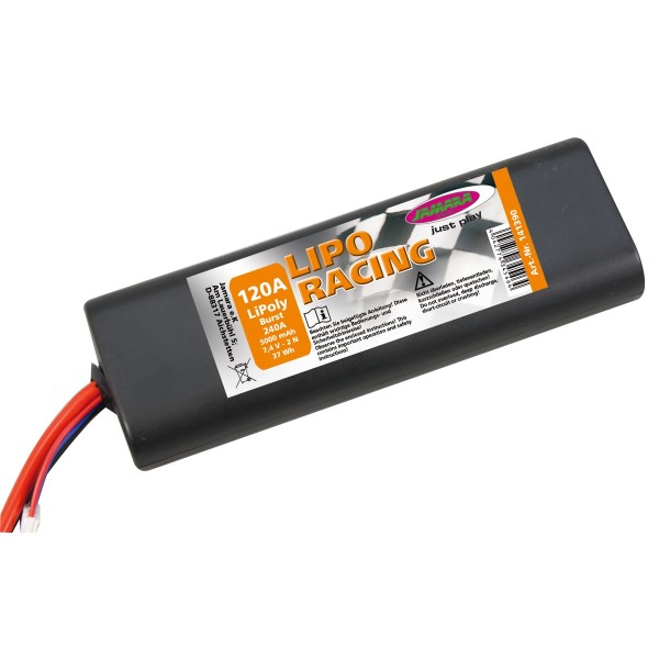 Akkupack LiPo-Racing 7,4V 5000mAh 2N 37Wh T-Dean Buchse Hardcase / Abgerundete Kanten