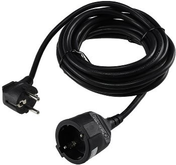 Schutzkontakt-Verlängerung, 5m, schwarz - H05VV-F3G 1,5mm² 16A/250V