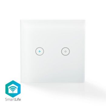 SmartLife Wandschalter | Wi-Fi | Dual | Wandhalterung | 1000 W | Android? / IOS | Glas | Weiss