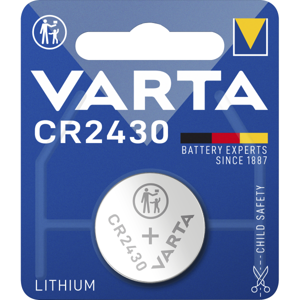 Lithium-Knopfzelle VARTA ''Electronics'', CR 2430, 280mAh, 3V, 1er-Blister