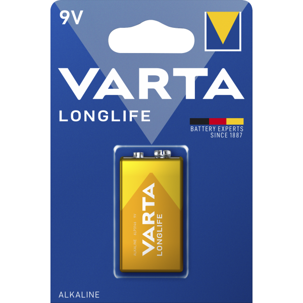 E-Block Batterie VARTA ''LONGLIFE'' Alkaline, 1,5 V, 6LR61, 1er-Blister