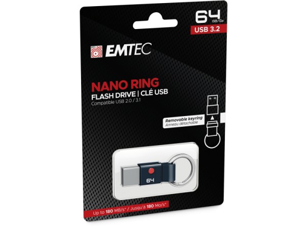 USB FlashDrive 64GB Emtec Nano Ring T100 USB 3.2 (180MB/s)