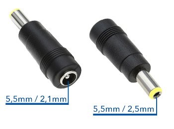 Netzteil Adapter Stecker / Buchse - Stecker 5,5/2,5mm auf Buchse 5,5/2,1mm