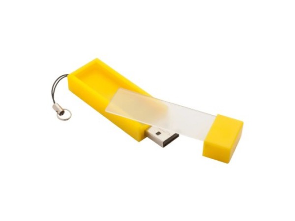 USB FlashDrive 4GB Gelb + Notizenfach 2in1