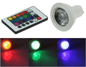 LED Strahler GU10 RGB mit Fernbedienung - 3W, Abstrahlwinkel 170° #REST#