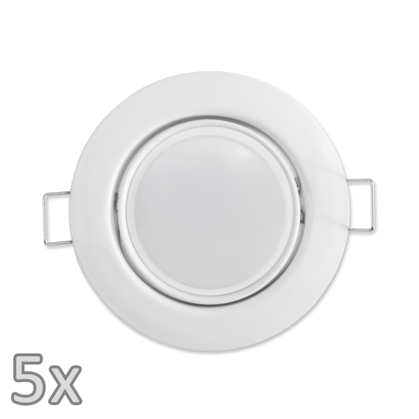 Einbauleuchten-Set McShine, 5xRahmen, 5xLED-Modul, 3W, 265lm, 230V, weiß