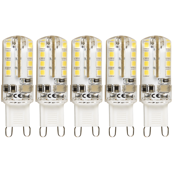 LED-Stiftsockellampe McShine ''Silicia'', G9, 2,3W, 180 lm, warmweiß, 5er-Pack