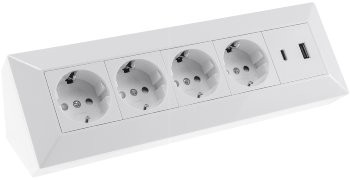 4-fach Steckdosenblock, USB-A+C, weiß