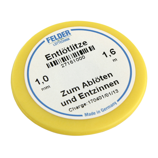 Entlötlitze FELDER, 1,0mm, mit halogenfreiem Flussmittel getränkte Kupferlitze, 1,60m Spule