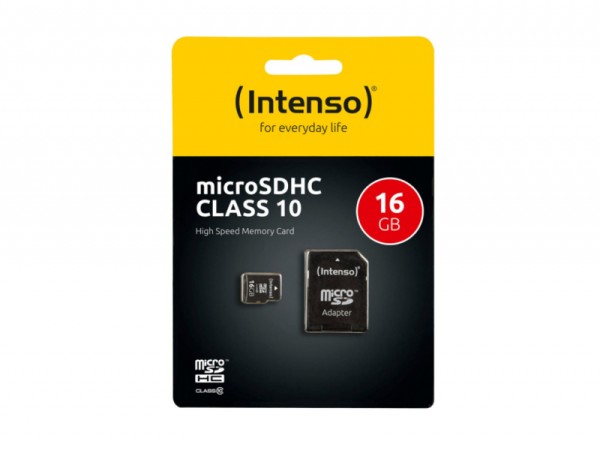 MicroSDHC 16GB Intenso + Adapter CL10 Blister