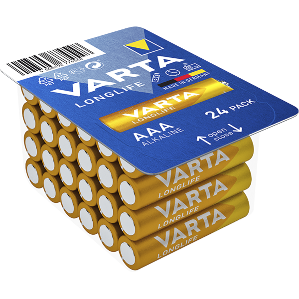 Micro-Batterie VARTA ''Longlife'', Alkaline, Typ AAA, LR06, 1,5V, 24er Pack