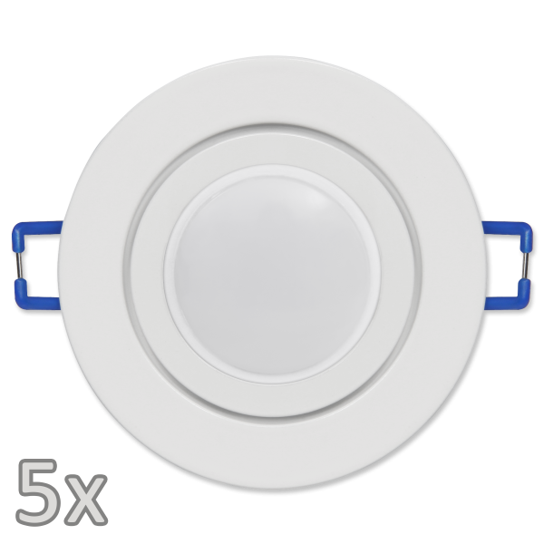 Einbauleuchten-Set McShine, 5xRahmen, 5xLED-Modul, 3W, 265lm, 230V, weiß, IP44