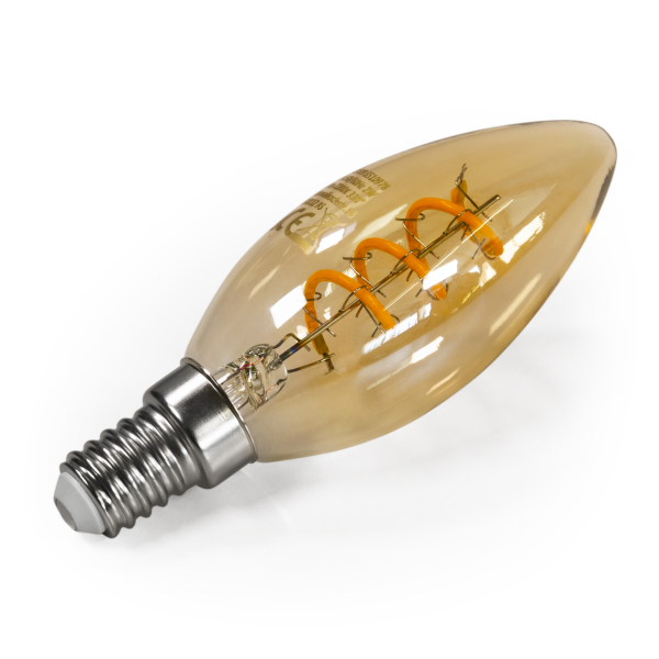 LED Filament Kerzenlampe McShine ''Retro'' E14, 2W, 150lm, warmweiß, goldenes Glas