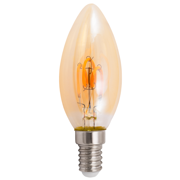 LED Filament Kerzenlampe McShine ''Retro'' E14, 1W, 90lm, warmweiß, goldenes Glas