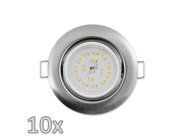 Einbauleuchten-Set McShine, 10xRahmen, 10xLED-Modul, 5W, 400lm, 230V, Edelstahl