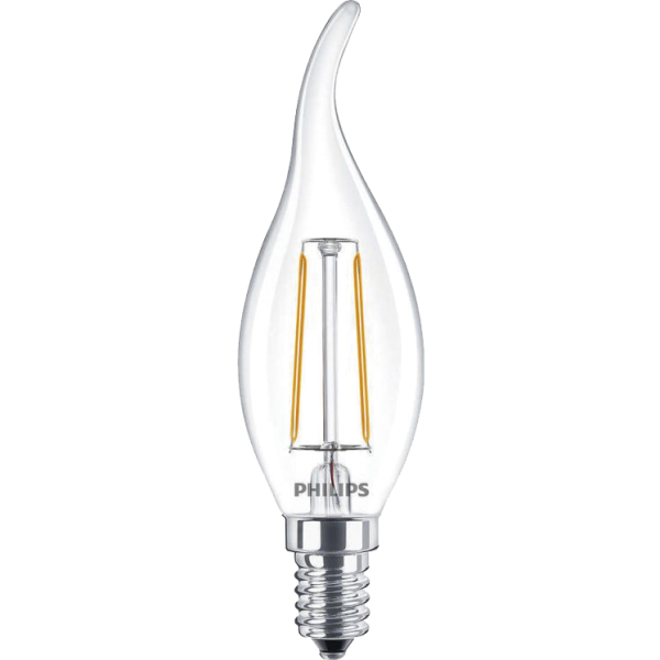 LED Filament-Kerzenlampe Philips ''CorePro'', E14, 2W, 2700K, 250lm, 230V, klar