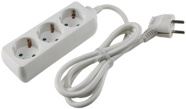 Schutzkontakt-Steckdosenleiste 3-fach / 3600W, 1,4mKabel, weiß