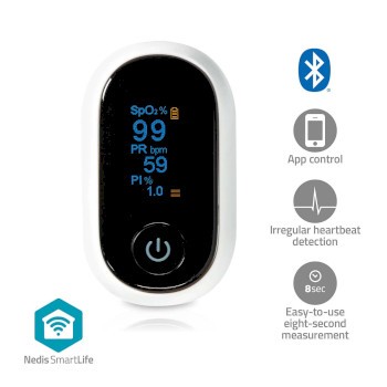 SmartLife Pulsoximeter | Bluetooth | OLED-Anzeige | Akustischer Alarm / Anti-Bewegungsstörungen / Ho