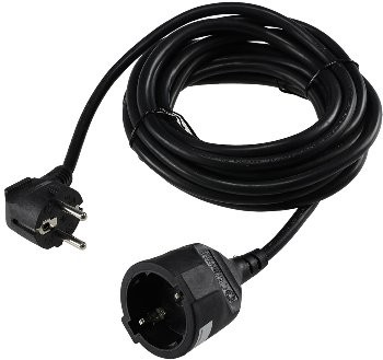 Schutzkontakt-Verlängerung, 10m, schwarz - H05VV-F3G 1,5mm² 16A/250V