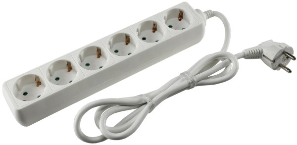 Schutzkontakt-Steckdosenleiste 6-fach / 3600W, 1,4mKabel, weiß