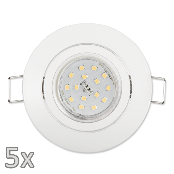 Einbauleuchten-Set McShine, 5xRahmen, 5xLED-Strahler, GU10, 5W, 500lm,schwenkbar