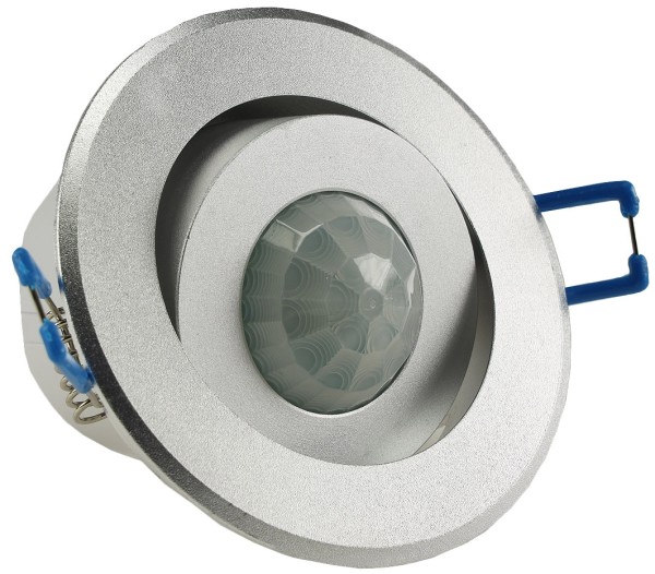 Decken-Einbau-Bewegungsmelder 360° Alu / PIR Sensor, 6m, schwenkbar, silber