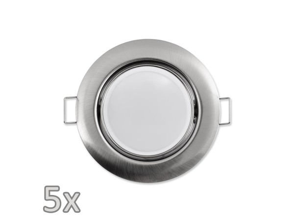 Einbauleuchten-Set McShine, 5xRahmen, 5xLED-Modul, 7W, 608Lumen, 230V, Edelstahl