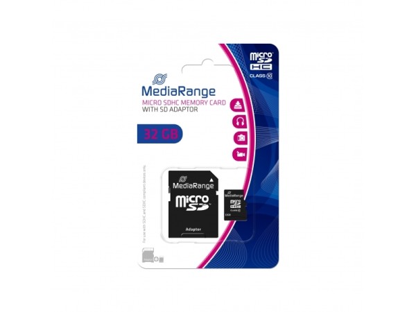 MediaRange MicroSD/SDHC Card 32GB SD CL.10 inkl. Adapter MR959