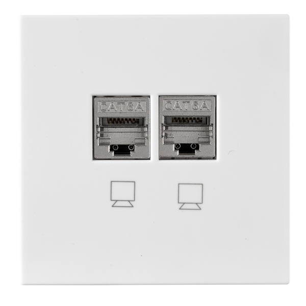 Netzwerk-Dose McPower ''Shallow'' CAT6A, UP, weiß, vollgeschirmt