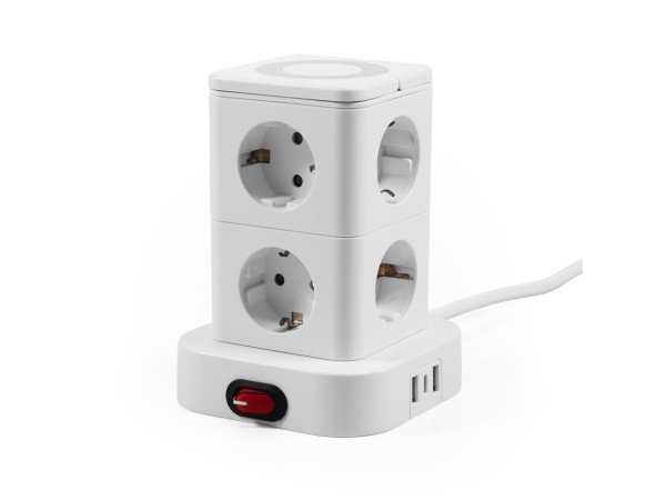 Steckdosenturm McPower ''ST-08'' 8 Steckdosen, 2x USB-A + 1x USB-C, 1,4m Kabel