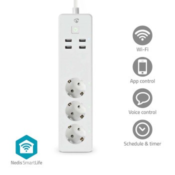 SmartLife Power Strip | Wi-Fi | 3 x Schutzkontakt (CEE 7/3) / 4 x USB | 16 A | 3680 W | 1.80 m | -10