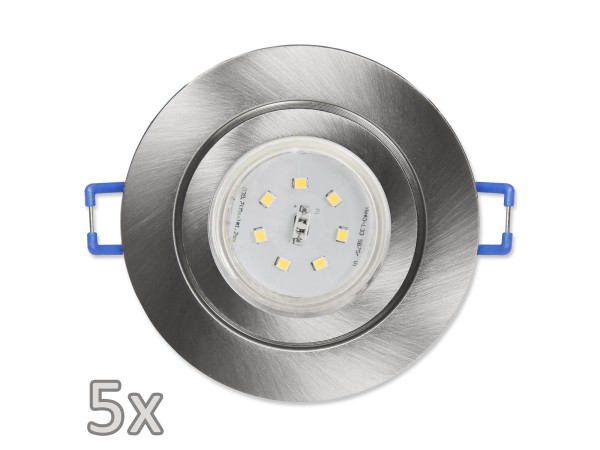 Einbauleuchten-Set McShine, 5xRahmen, 5xLED-Strahler, GU10, 3W, 300 lm, IP44