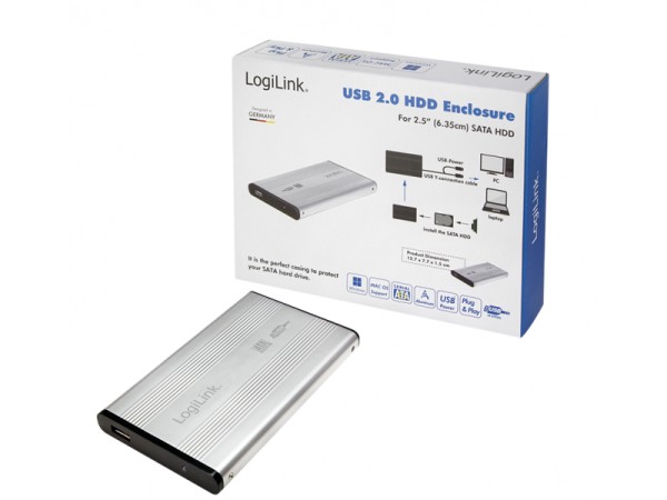 LogiLink Festplattengehäuse 2,5 SATA USB 2.0,Alu Silber UA0041A