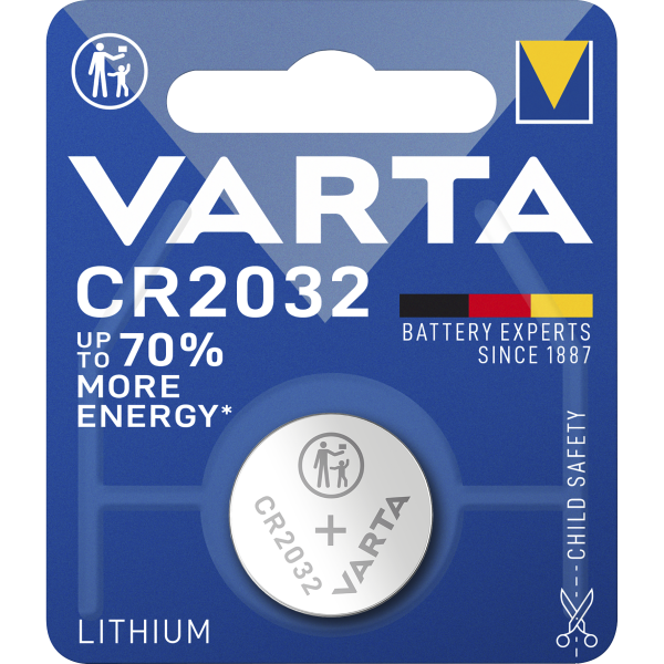 Lithium-Knopfzelle VARTA ''Electronics'' CR 2032, 230mAh, 3V, 1er-Blister