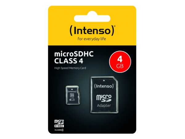 MicroSDHC 4GB Intenso +Adapter CL4 Blister