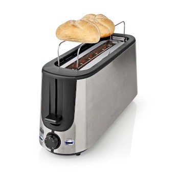 Toaster | Edelstahl Serie | 2 Brotscheiben | 1 Langer Schlitz | Bräunungsstufen: 6 | Auftaufunktion