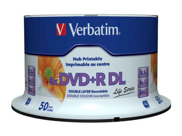 Verbatim DVD+R DL 8.5GB/240Min/8x Cakebox (50 Disc) 97693