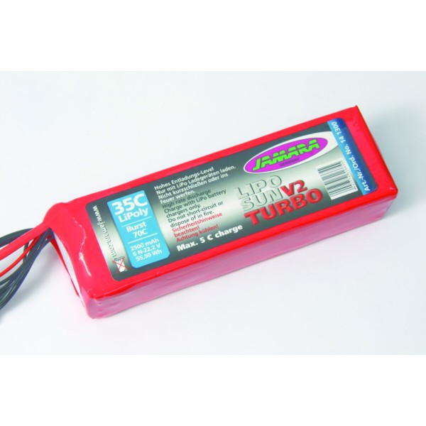 Akkupack LipoSun V2 Turbo 22,2V 2500mAh 35C/70C mit GPR Balancer Stecker 6N