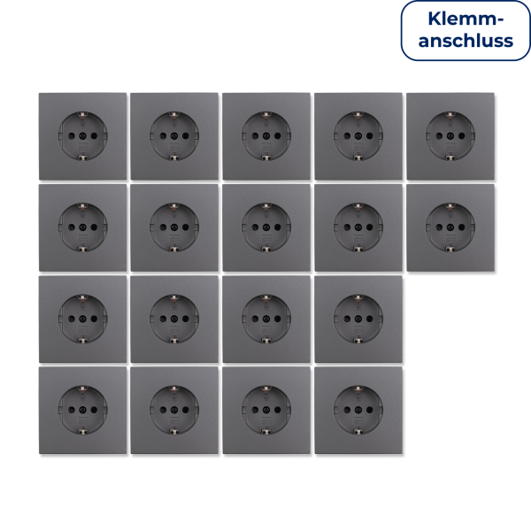 Schutzkontakt-Steckdose McPower ''Shallow'' 250V~/16A, Einsteckschutz, Steckanschluss, 18er-Pack