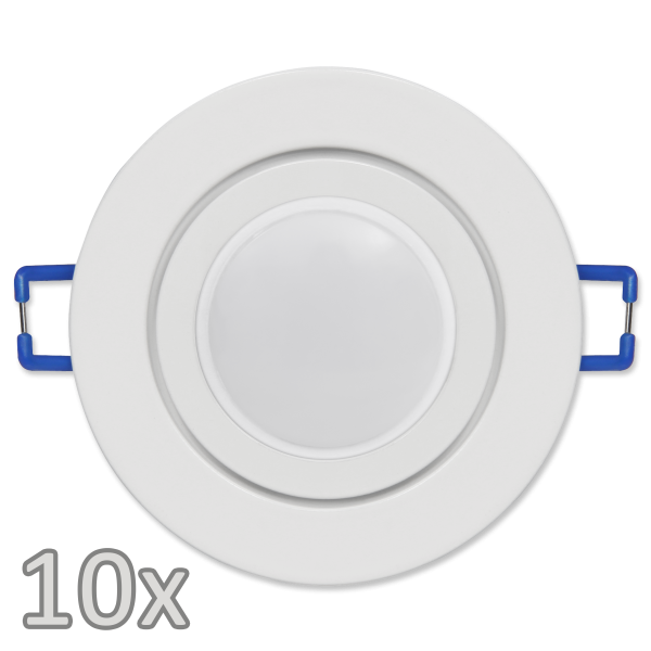 Einbauleuchten-Set McShine, 10xRahmen, 10xLED-Modul, 7W, 608lm, 230V, weiß, IP44