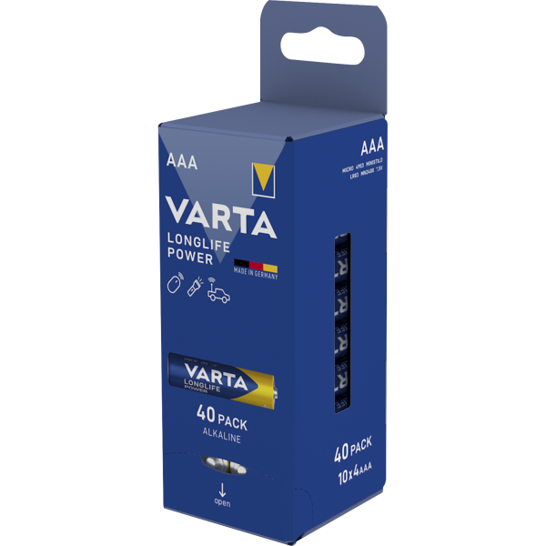 Micro-Batterie VARTA ''Longlife Power'' Alkaline, Typ AAA, LR03, 1,5V, 40er Pack