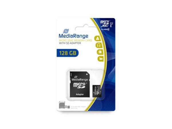 MediaRange MicroSD/SDXC Card 128GB UHS-1 Cl.10 inkl. Adapter MR945