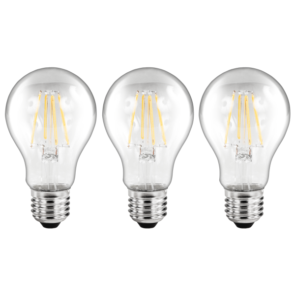 LED Filament Set McShine, 3x Glühlampe, E27, 6W, 670lm, warmweiß, klar